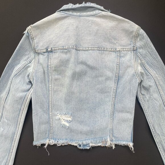 H&M x Coachella Women’s 4 Denim Jean Crop Distressed Jacket Small Button Up - Picture 4 of 9